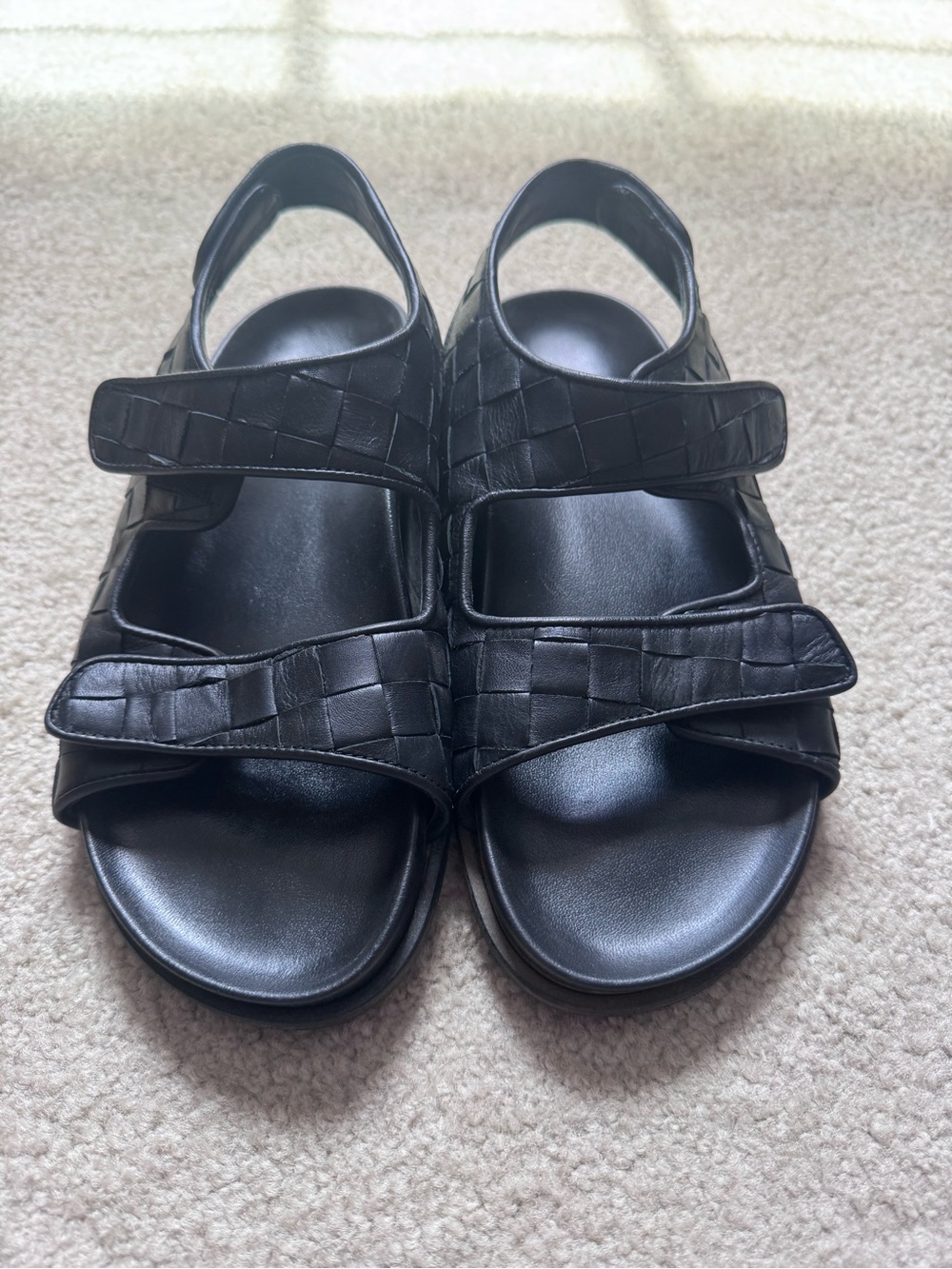 Aquatalia woven leather sandals with Velcro closure